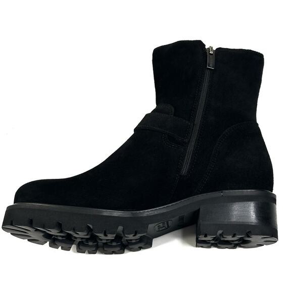 La Canadienne Kian Waterproof Black Suede Ankle Boots Womens 7M Buckle New $550 - Picture 7 of 13